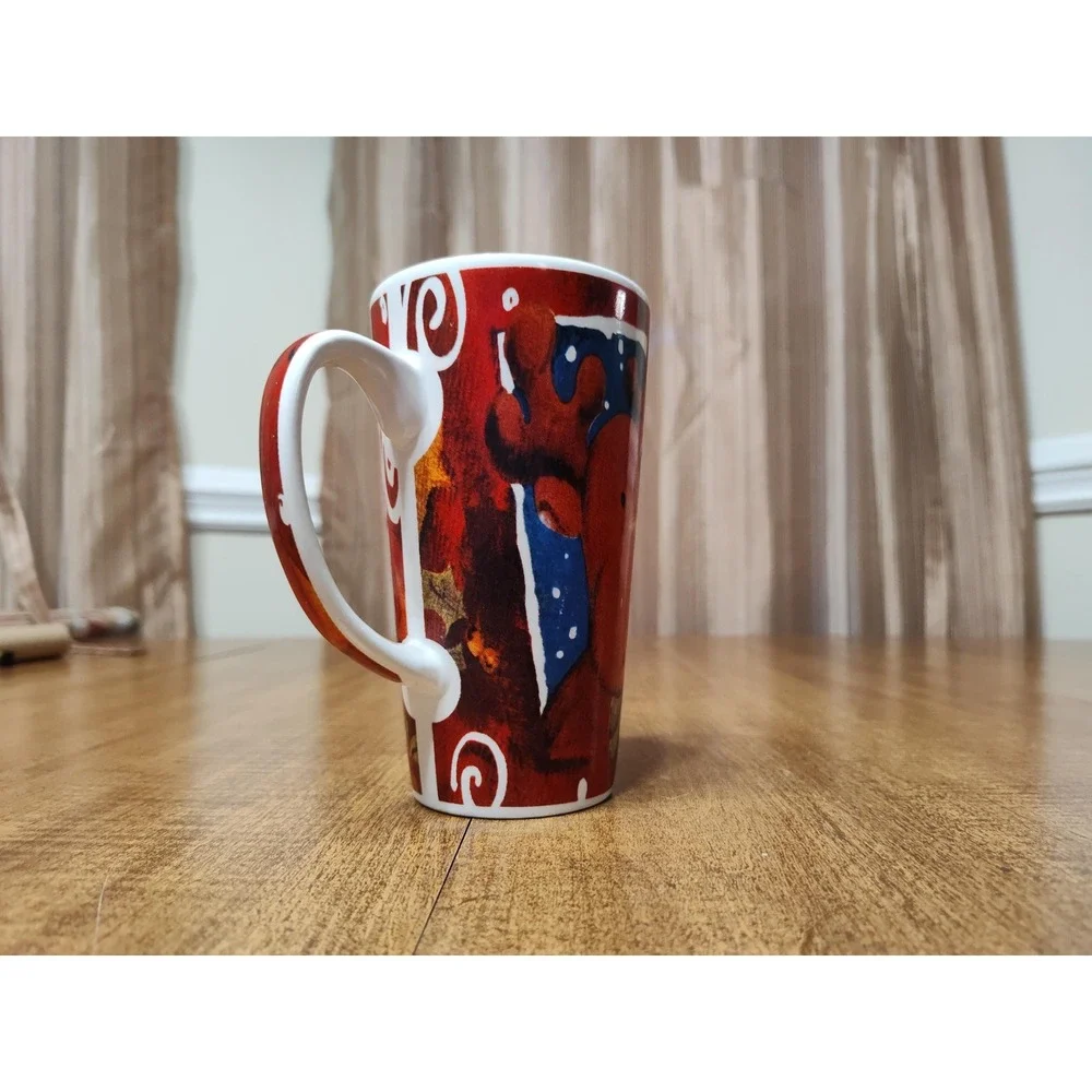 Candy Cane Scented Candle Handmade 16 oz Ceramic Reindeer Christmas Latte Mug